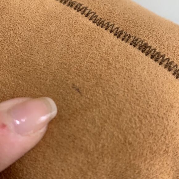 Telluride Clothing Co Camel Faux Shearling Coat With Embroidery At Cuffs Size M - Picture 10 of 17